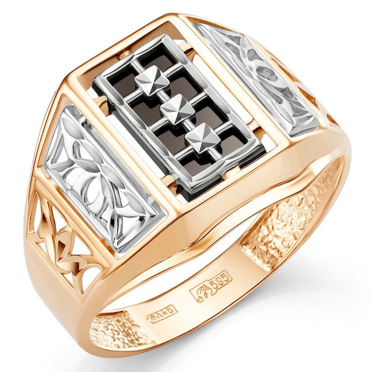 Кольцо, золото, оникс, 51-0039